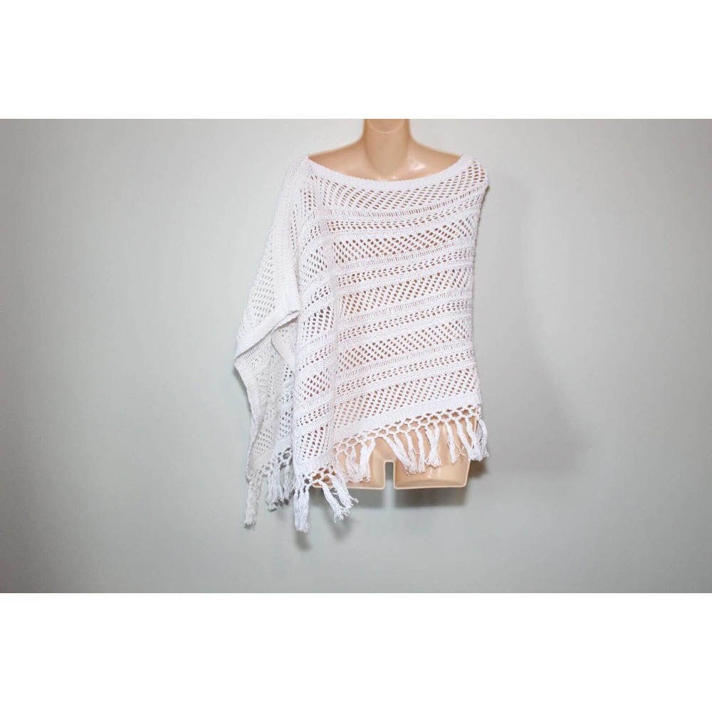 Lilly Pulitzer Viala Crochet Fringe Poncho Wrap White OS One Size H14410 - Picture 7 of 9
